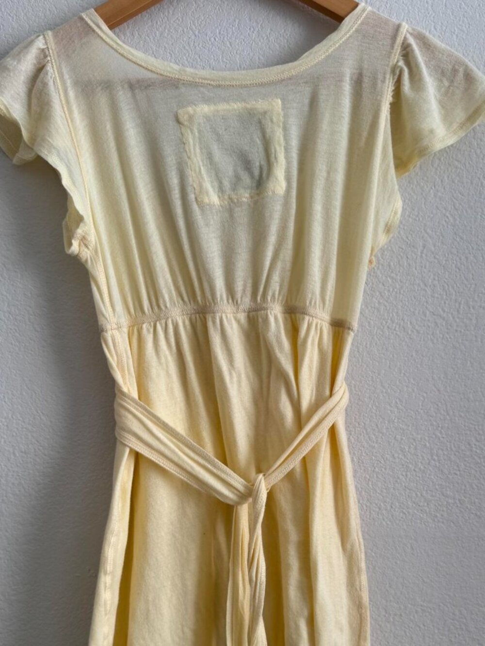 RARE Y2K Abercrombie & Fitch Butter Yellow Babydoll Tie-Back Mini Dress - Small - Picture 8 of 8